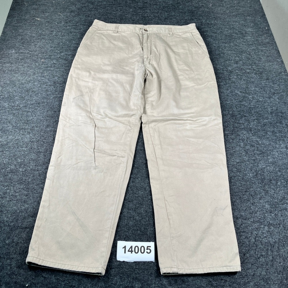 Woolrich Pants Mens 38 Tan Good Vintage Flannel Lined Khaki Twill Hong Kong